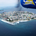 Male - hlavní město Malediv - pohled z letadla