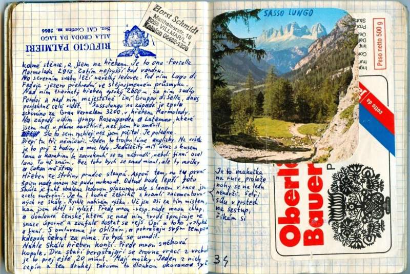A píše si je už dlouho - zde deníček z Dolomit, rok 1980