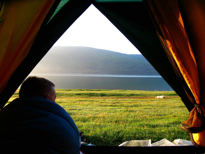 Probuzení u jezera Mavrovo.