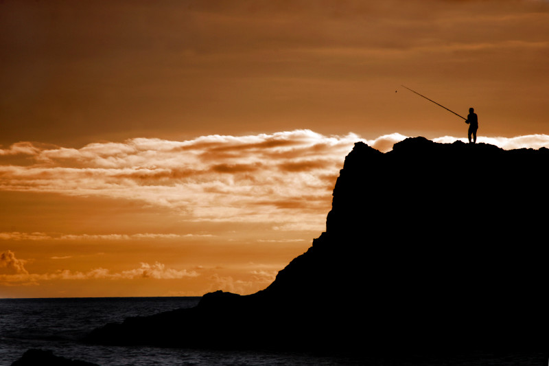 Rybář v západu slunce, Kanárské ostrovy