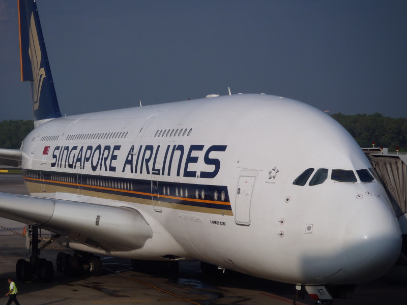 Airbus A380 SIngapore Airlines na singapurském letišti Changi