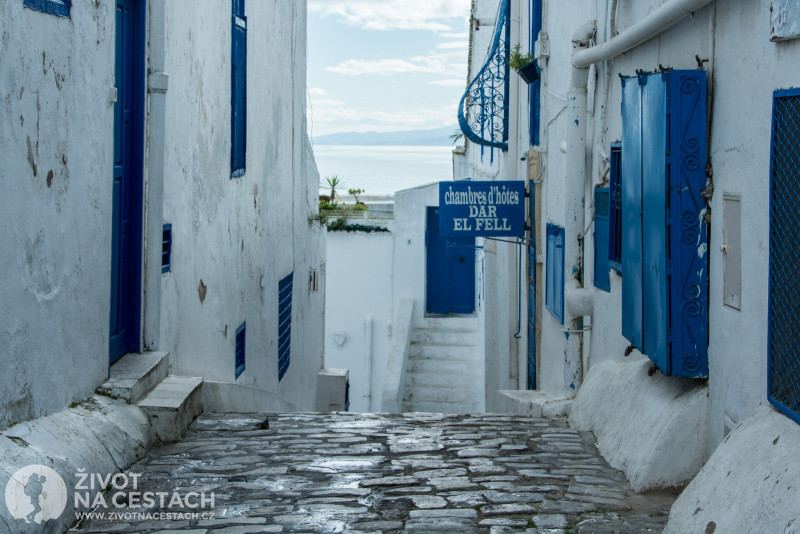 Fotoreport z cesty napříč Tuniskem – Jedna z mnoha kouzelných uliček v Sidi bou Said.