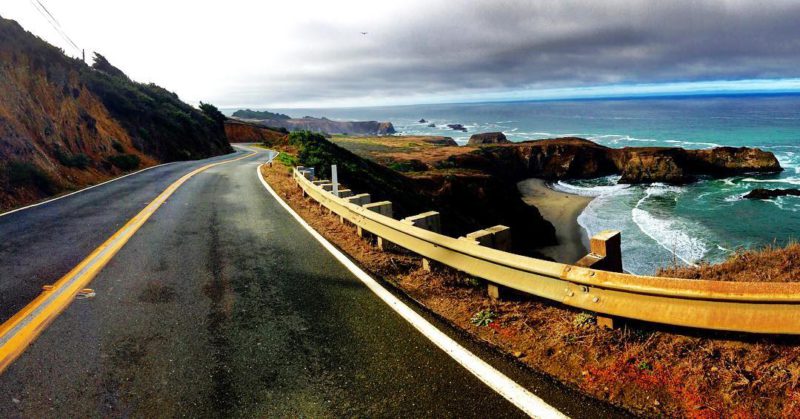 Highway CA1, winding up the coast of California.